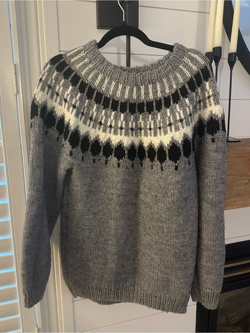 Women's Gray Nordic Yoke Crewneck Sweater